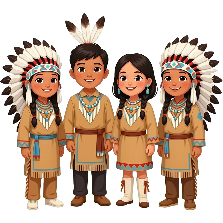 Native American group of children emoji