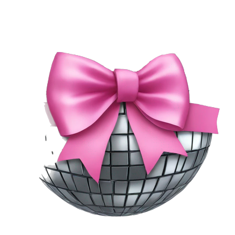 disco ball with pink bow on top emoji