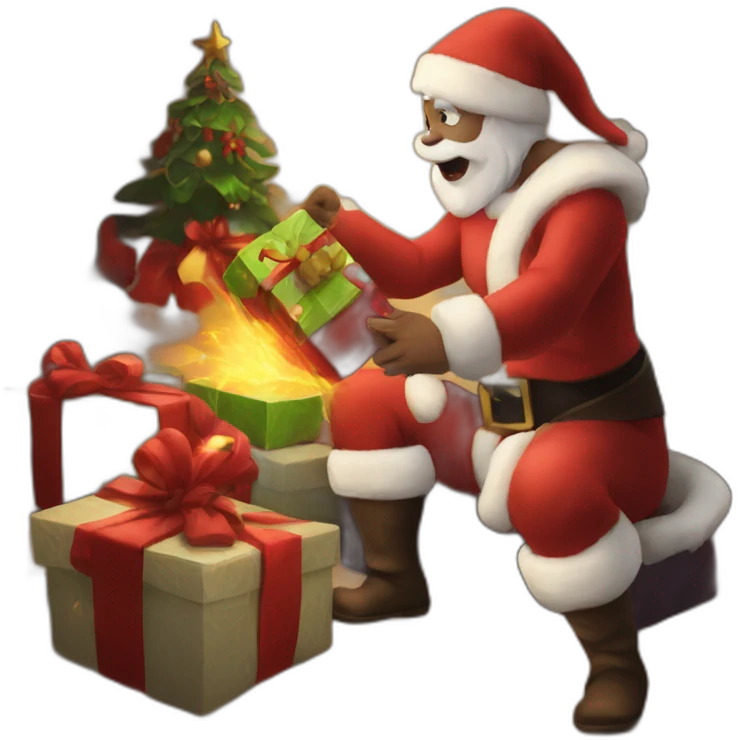 santa giving presents to demons emoji