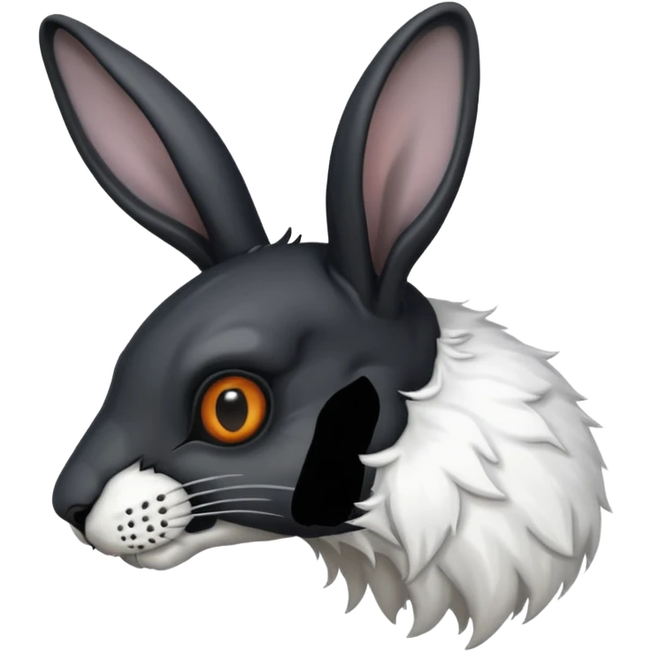 tête de lapin squelette noire de 3/4 profil emoji