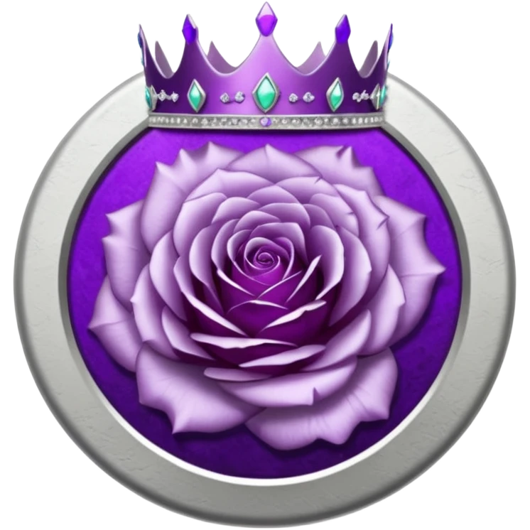 Purple shadow rose silver circle plaque with silver tiara emoji
