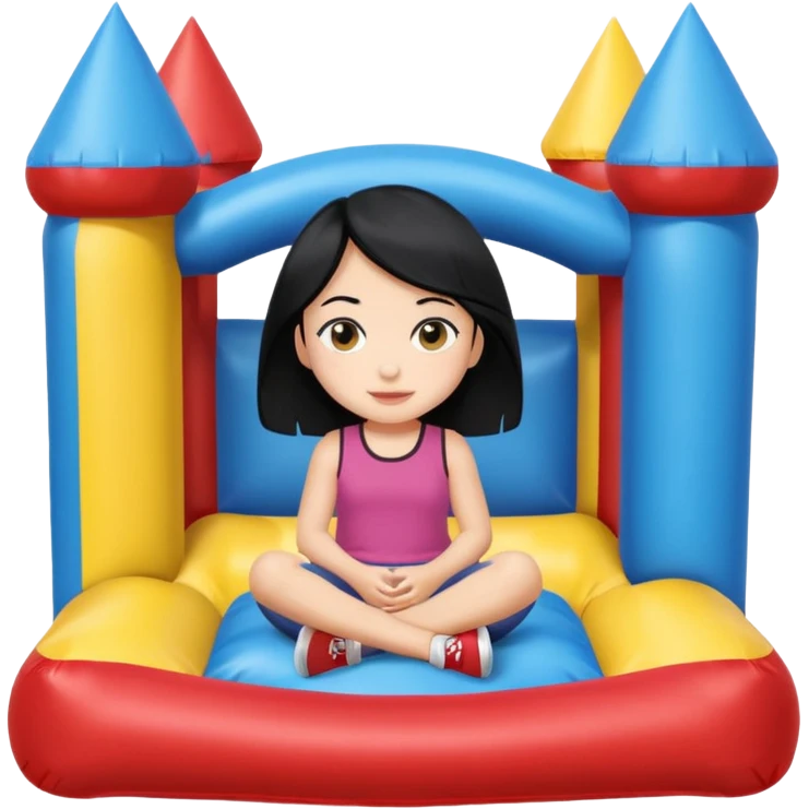 black hair girl-sitting-in-bouncy-house emoji