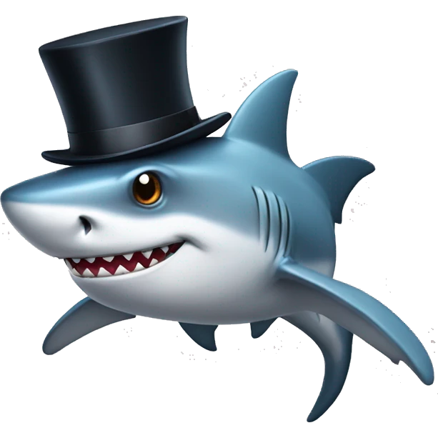 Shark with a top hat emoji