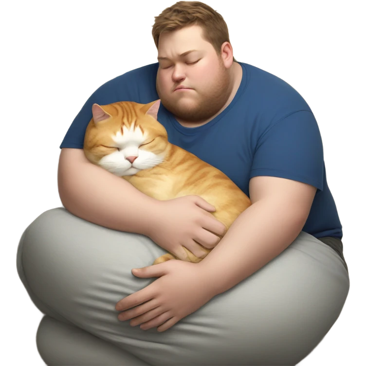 fat cat sleeping on boys arm emoji