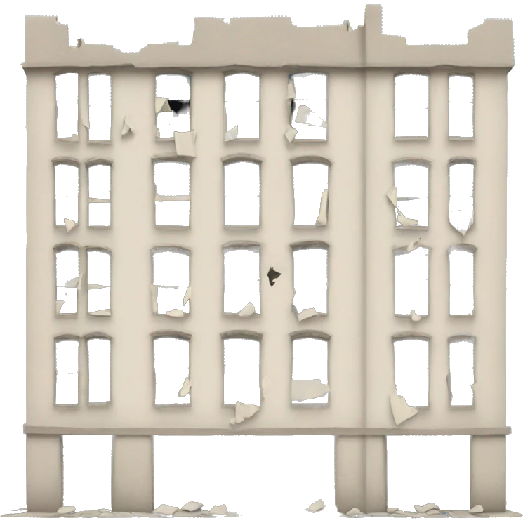 run down building, poor infastructure, broken windows emoji