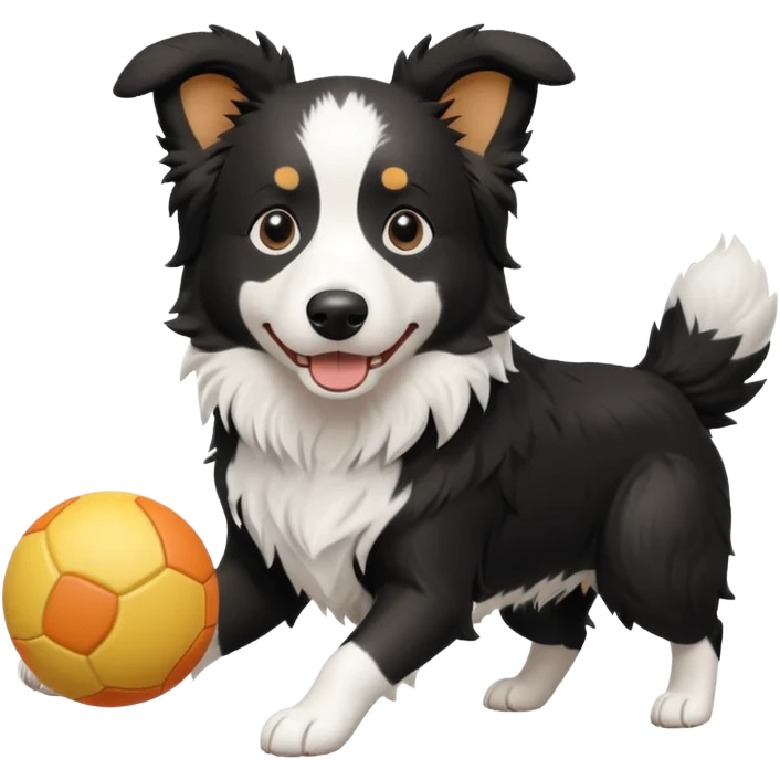 border collie playing with a toy emoji