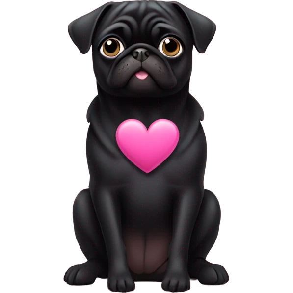 Black pug in a pink heart emoji