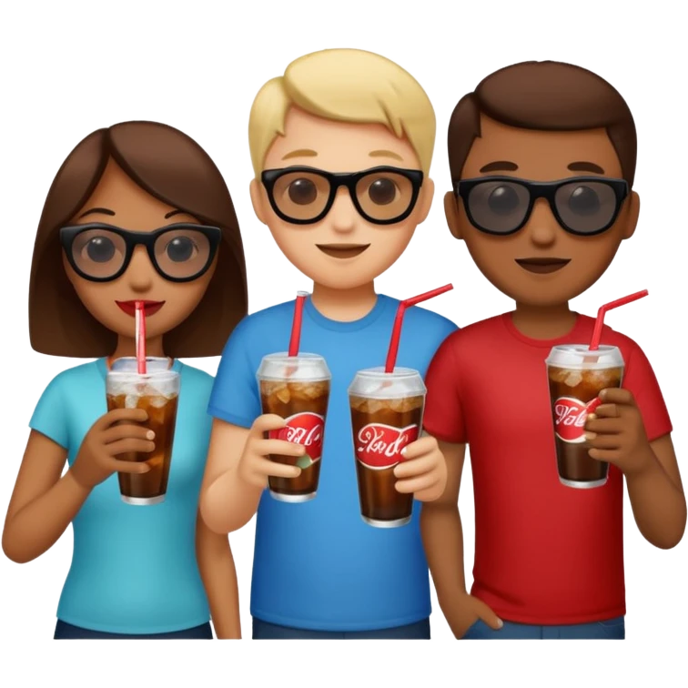 A group of thristy people having soda. emoji