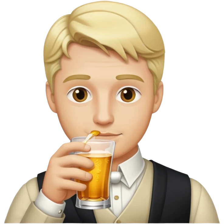Blonde man drinking aristocrat emoji