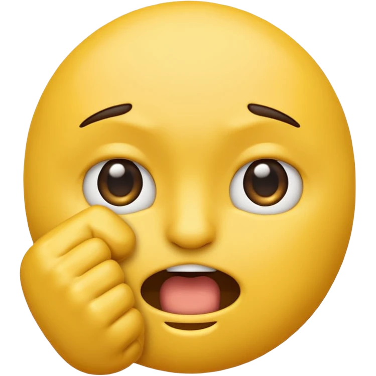 Emoji face with squinty eyes and fist in front of mouth emoji