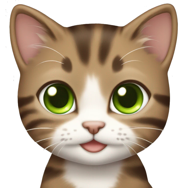 full body extremely cute kawaii brown tabby girl kitten with green eyes emoji