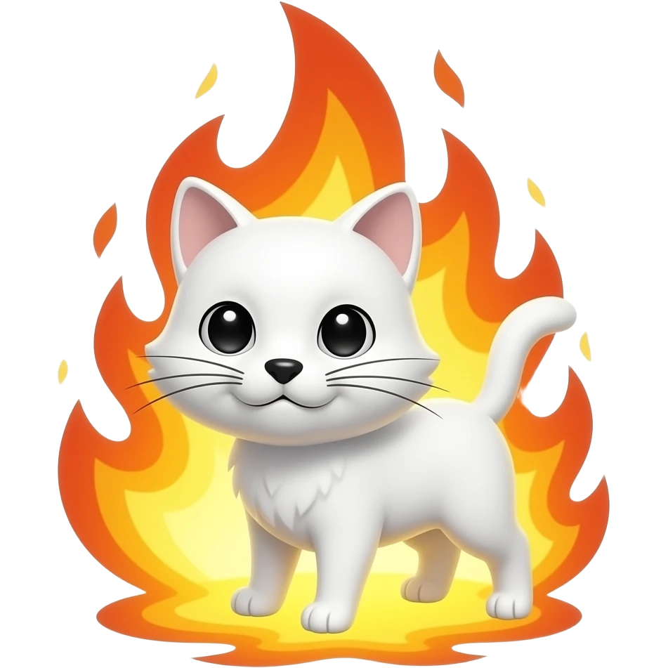 White Kuwaii fire with black eyes emoji