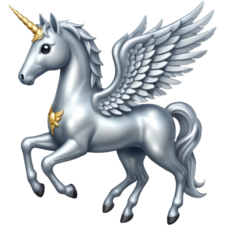 Silver horse with wings full body  emoji