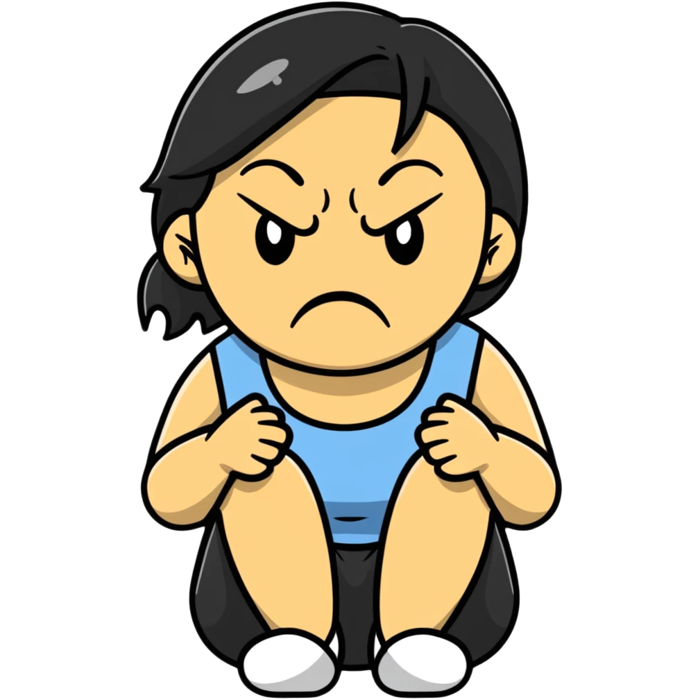 a woman sitting looking angry and sad emoji