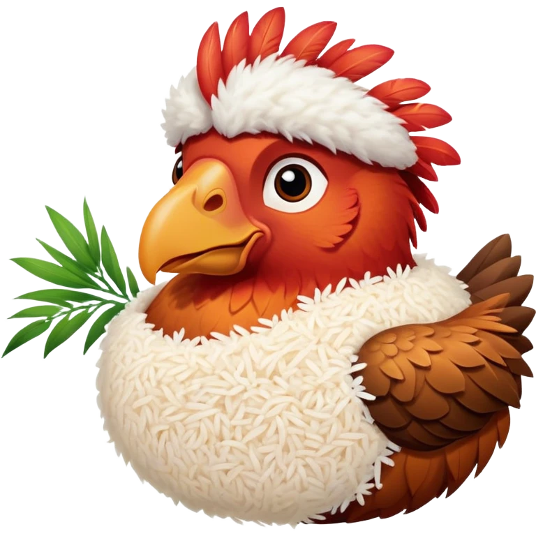 Heihei from Moana with rice emoji
