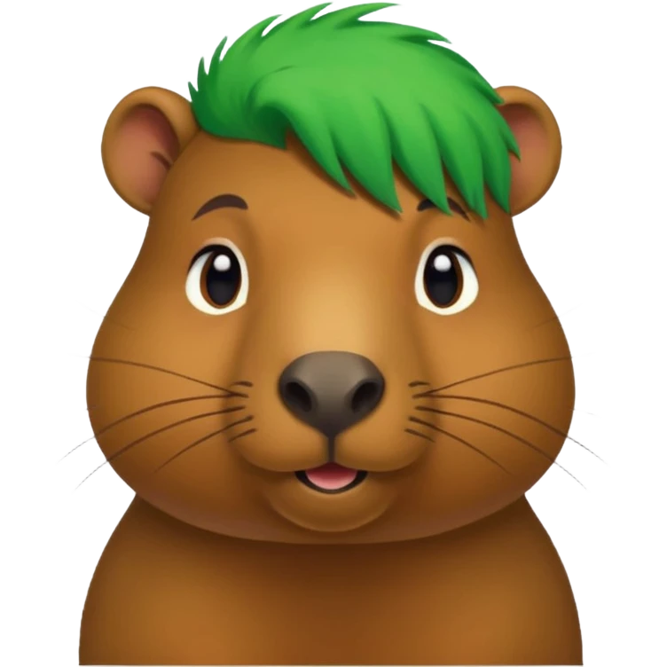 Capybara with green hair emoji