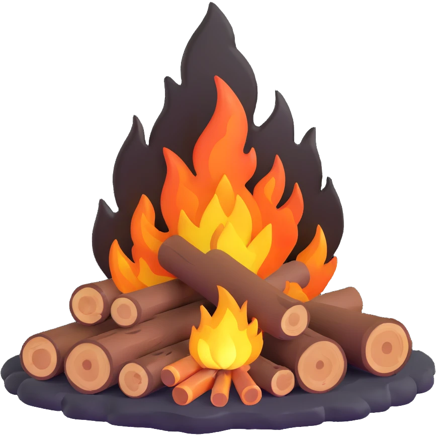 campfire with logs and flames emoji