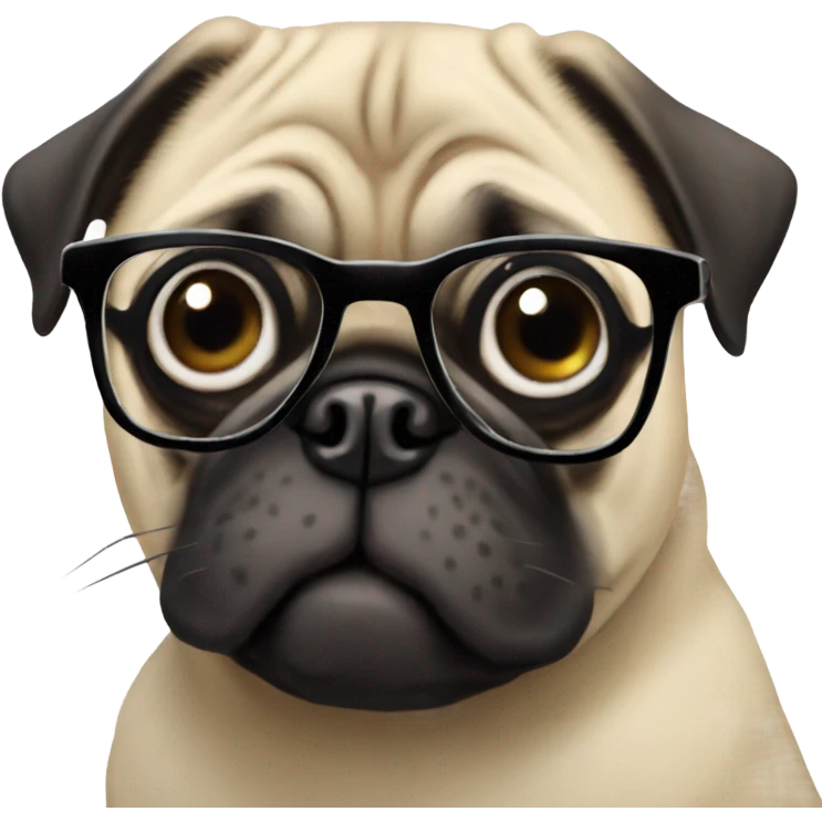 Pug wirh glasses  emoji