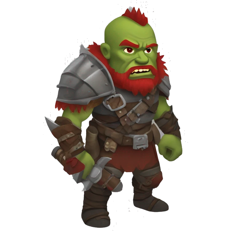 Armored Berserker orc with red beard & red mohican emoji