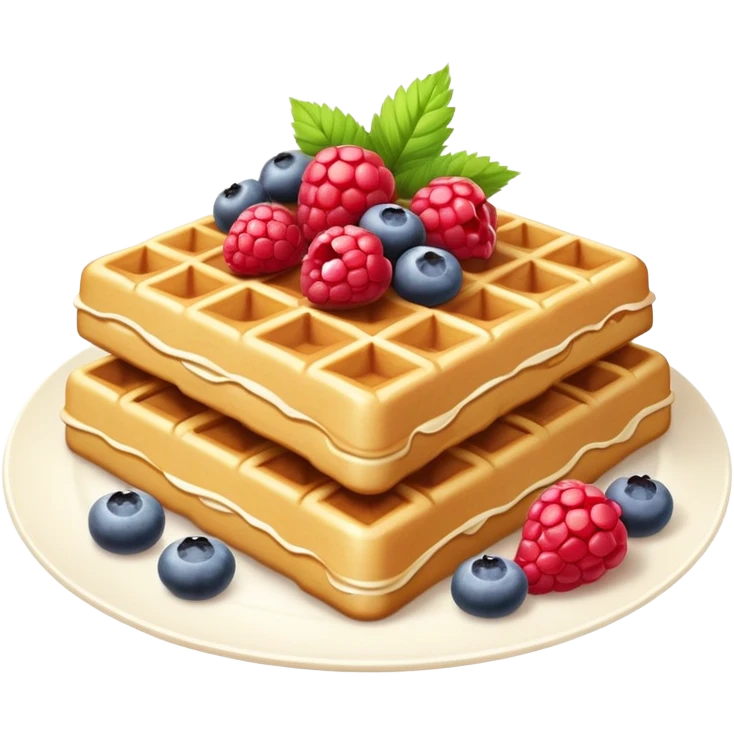 Pale milk square waffles with berries  emoji