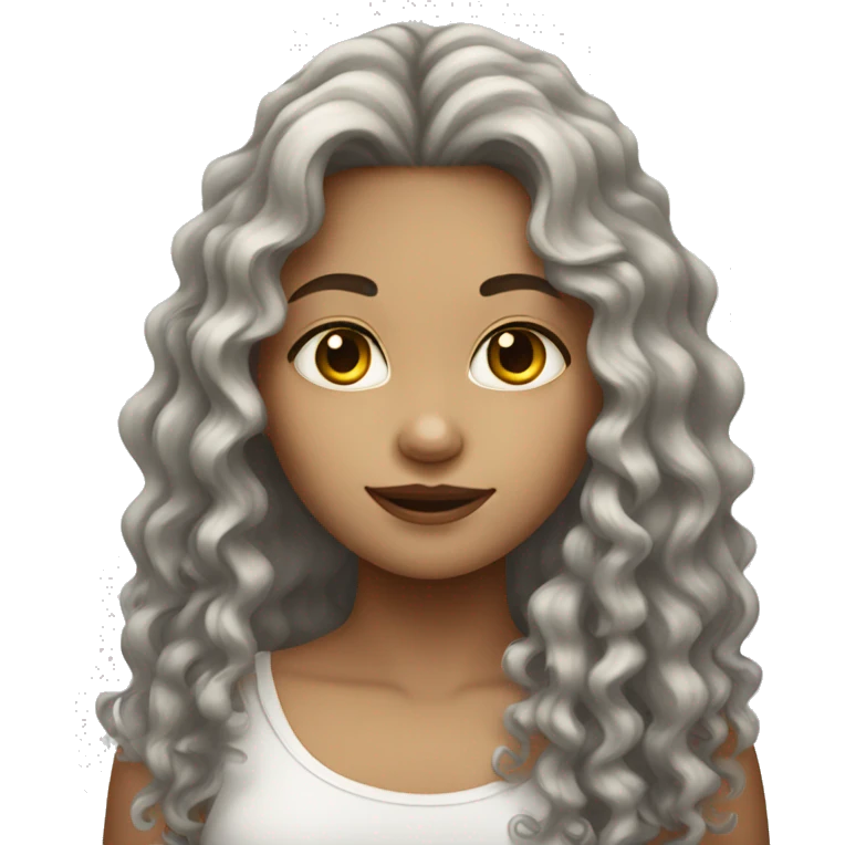 girl with long curly hair white skin emoji