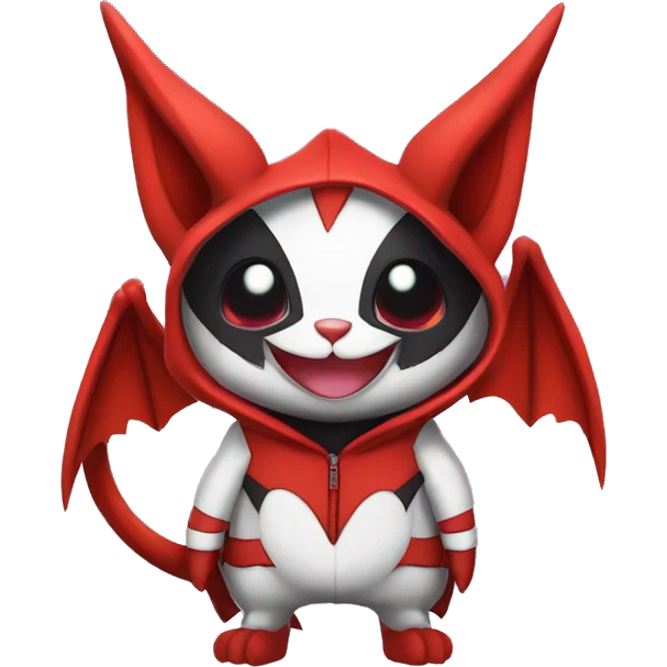 Dark Unique Anthro Cool Kawaii Horned Bat-Winged Zangoose-Litten-Pokémon with edgy stripes Punk Hoodie emoji