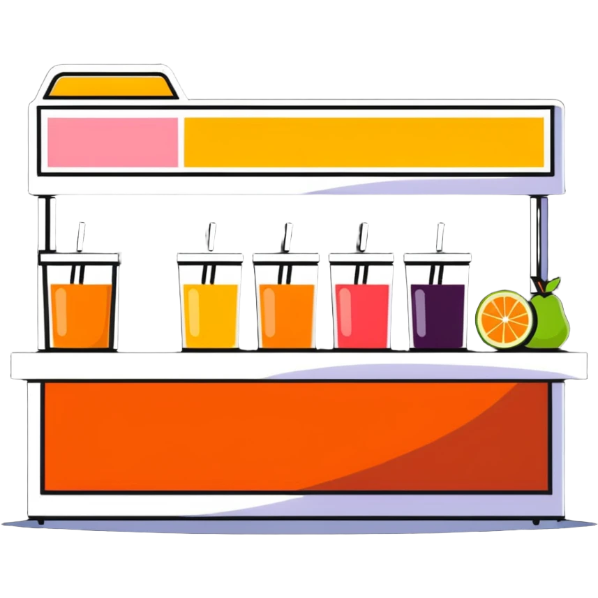 fresh fruit juice bar with colorful drinks emoji