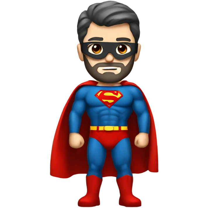 caucasian Superman standing strong with beard and red eyemask emoji