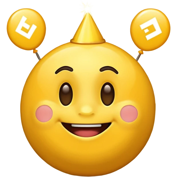 Celebration emoji with Binance logo emoji