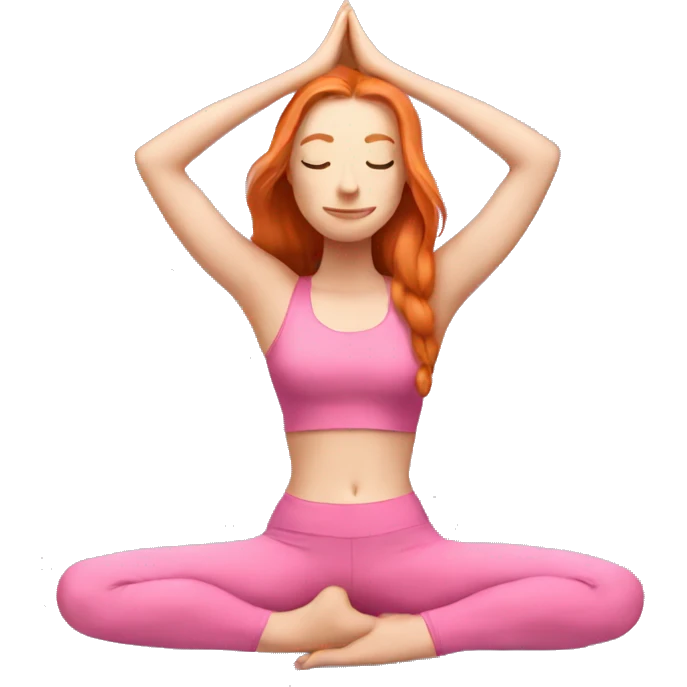 long hair ginger doing yoga in pink clothes emoji