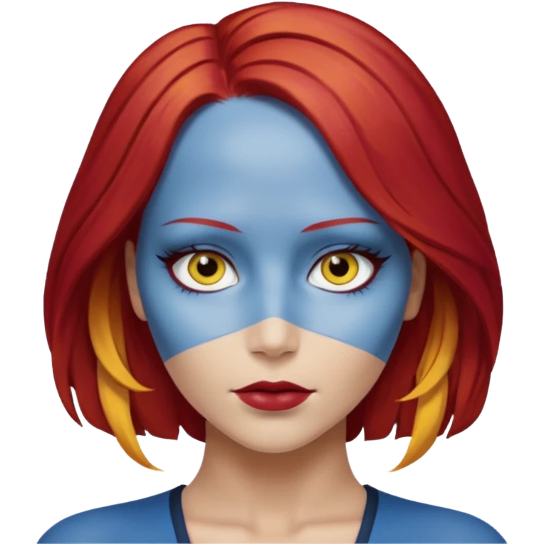 x-men mystique red hair yellow eye looks like jennifer lawrence emoji