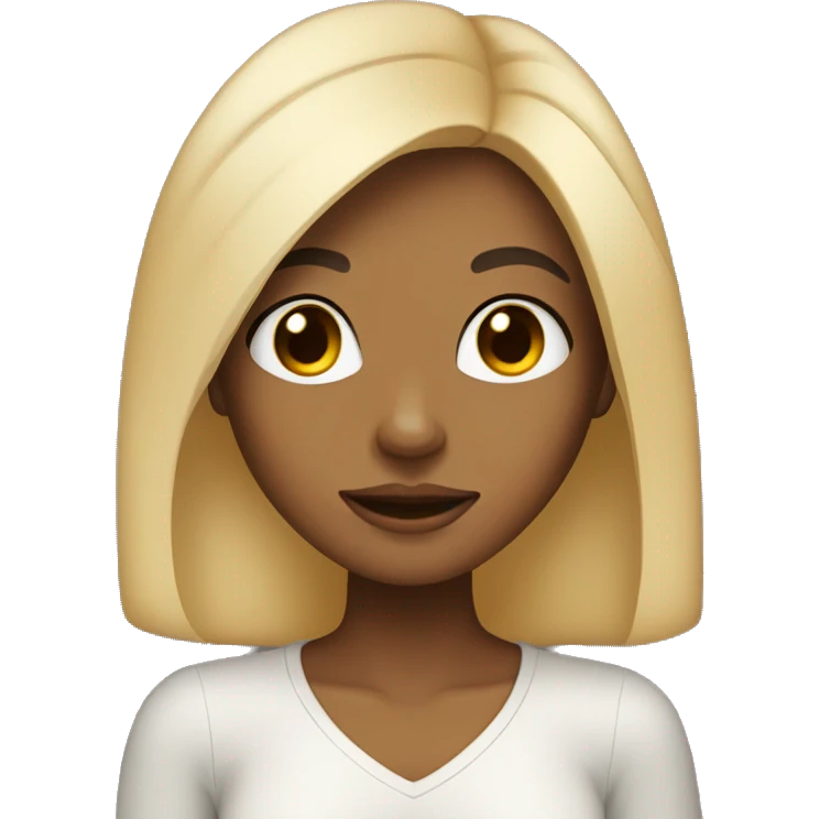 Tan girl with dark black hair and blonde highlights  emoji