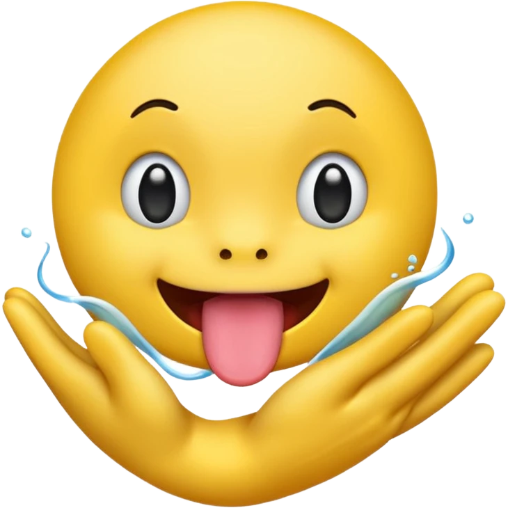 make a yellow typical emoji with tongue sticking out shaking head and two hands doing a diving motion emoji