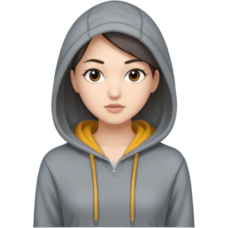 Sasha Gray in gray hoodie full height emoji