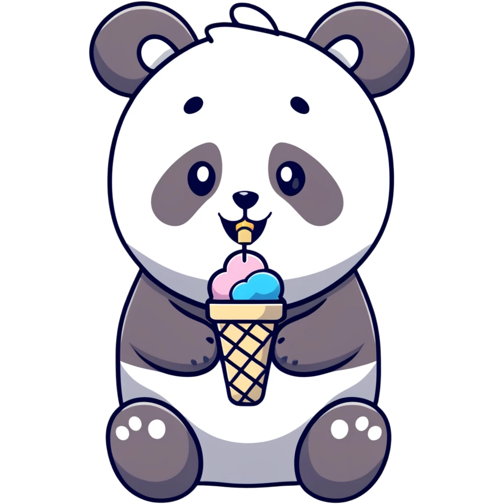 Panda eating ice cream emoji
