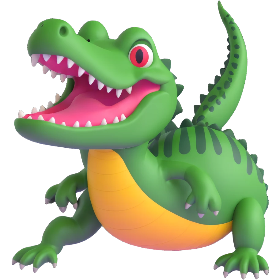 drunk crocodile with spinning eyes emoji