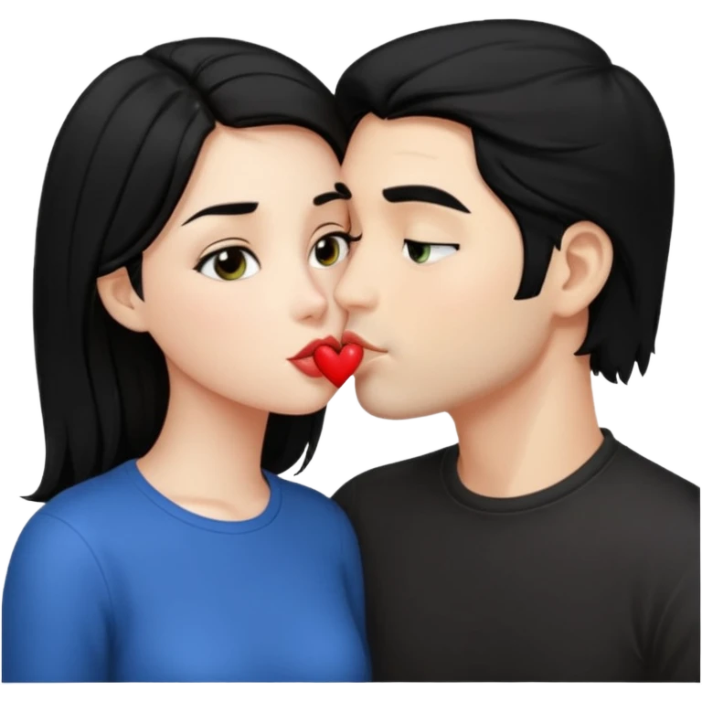 Black hair naked girl kissing a man with black hair  emoji