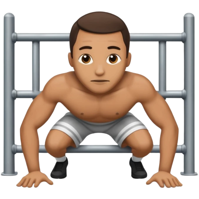 Prisoner doing pushups in front of jail cell emoji