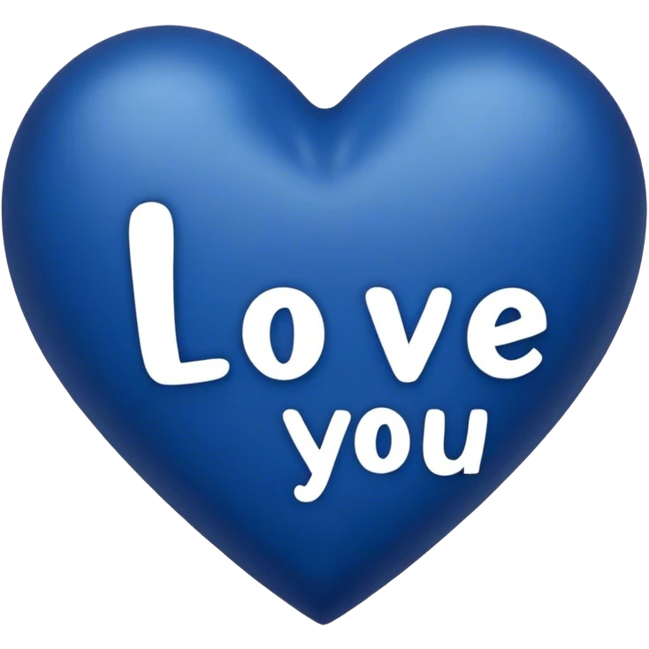 Dark blue heart with the words I Love You in the middle  emoji