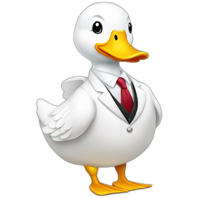 general body building white duck in suit emoji