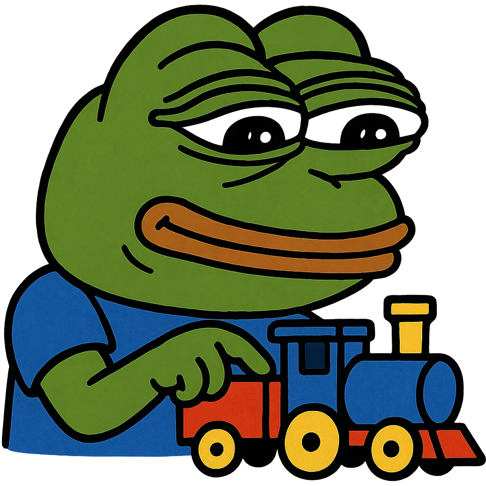 pepe playing with train emoji