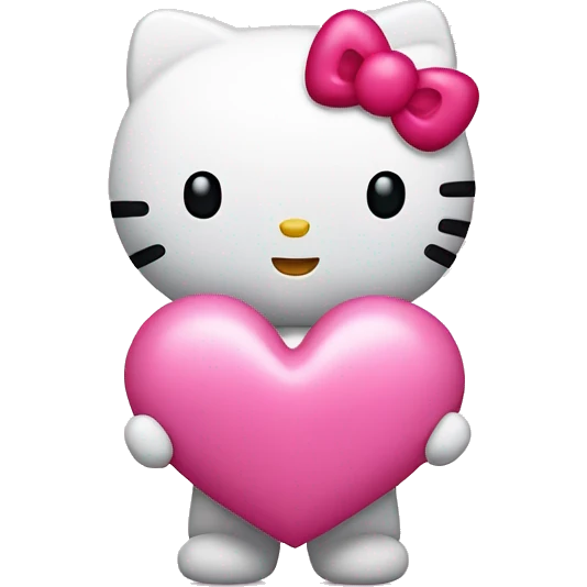 hello kitty holding a pink heart emoji