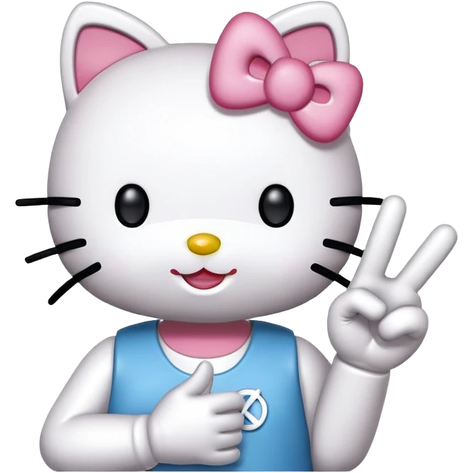 Hello kitty doing a peace sign  emoji