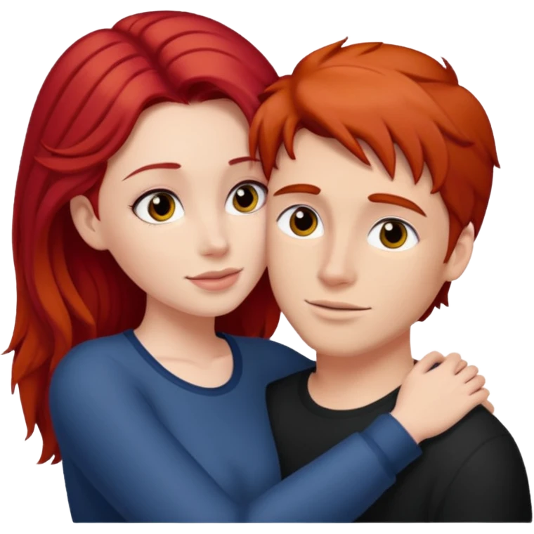 Red haired girl with white guy dark hair  romance emoji