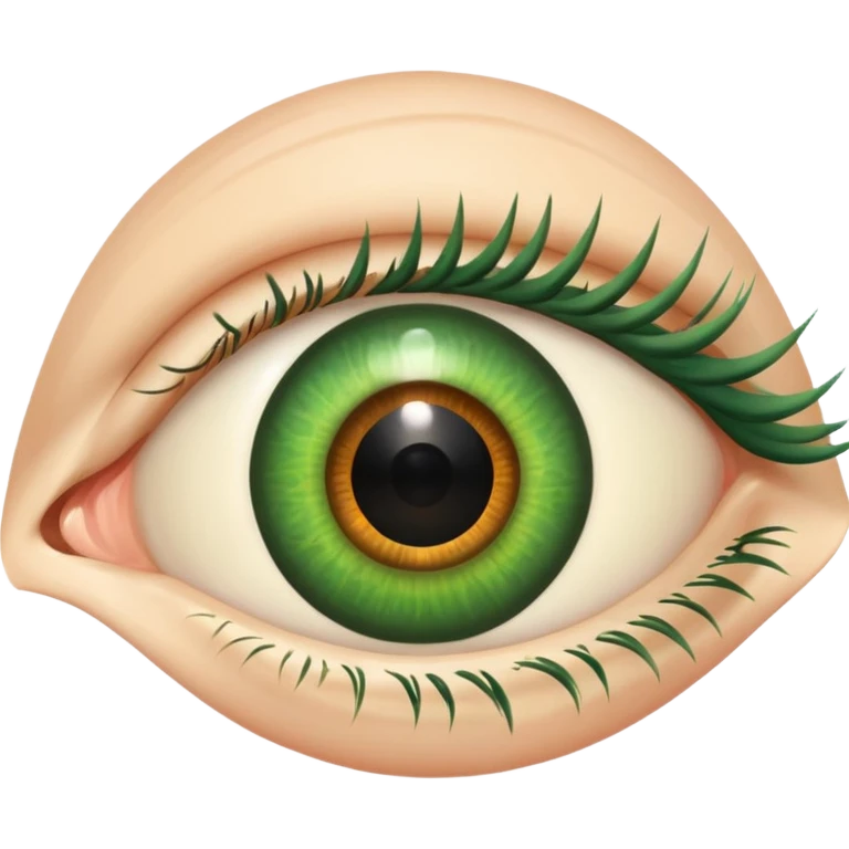 an eye with a green iris and human skin-colored eyelids emoji