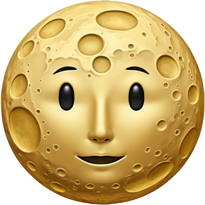 Create a emoji hidden S in moon surface moon colour golden and not face moon and s hidden but view  emoji