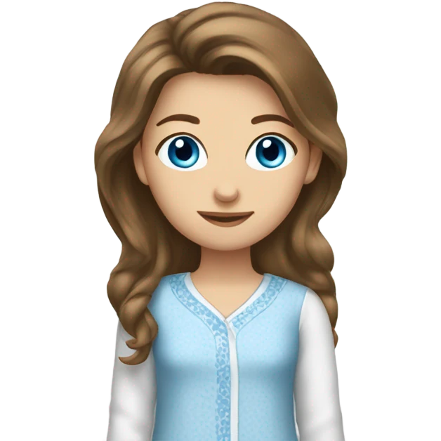 caucasian female brown hair blue eyed pajamas emoji