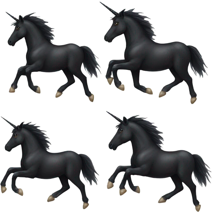 Fullbody Realistic black unicorn running  emoji