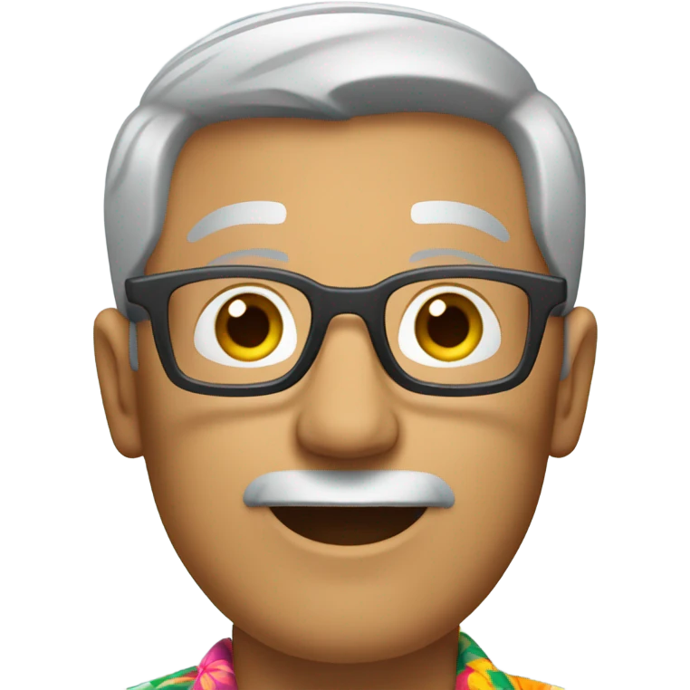 Grey hair man glasses Hawaiian shirt emoji