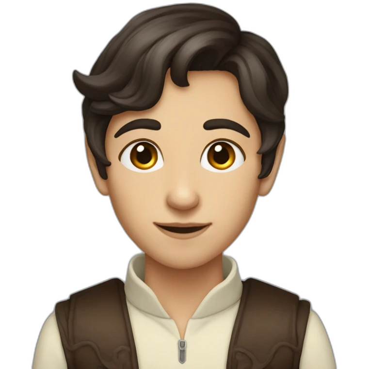 elf androgynous person with dark brown hair and   emoji